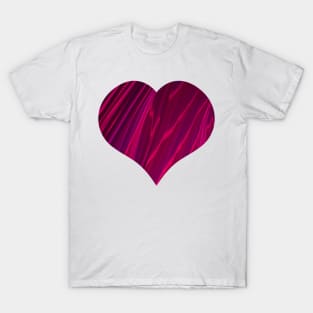 Fractal Romance and Love Heart Series Satin Fuchsia Kisses T-Shirt